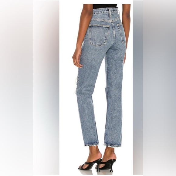 Agolde 90’s Pinch Waist Highrise Straight Frayed Hem in Swindle - Picture 1 of 6